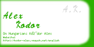 alex kodor business card